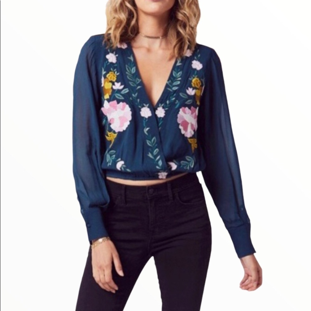ANTHROPOLOGIE CHLOE OLIVER embroidered blouse